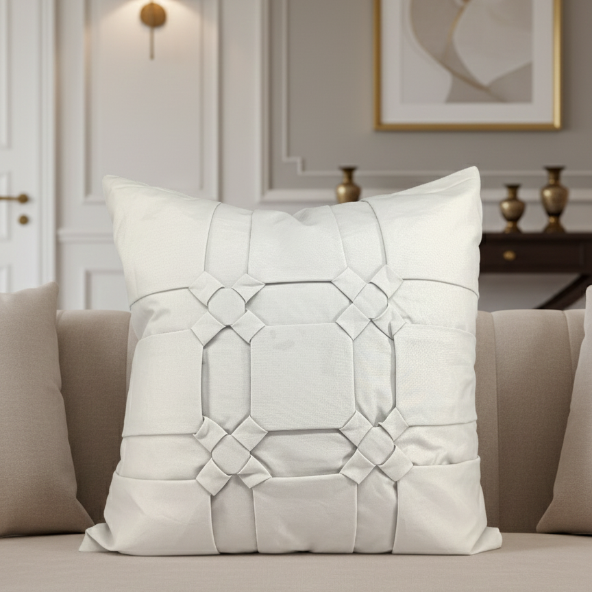 Premhilsha Modern Grid Knot Cushion