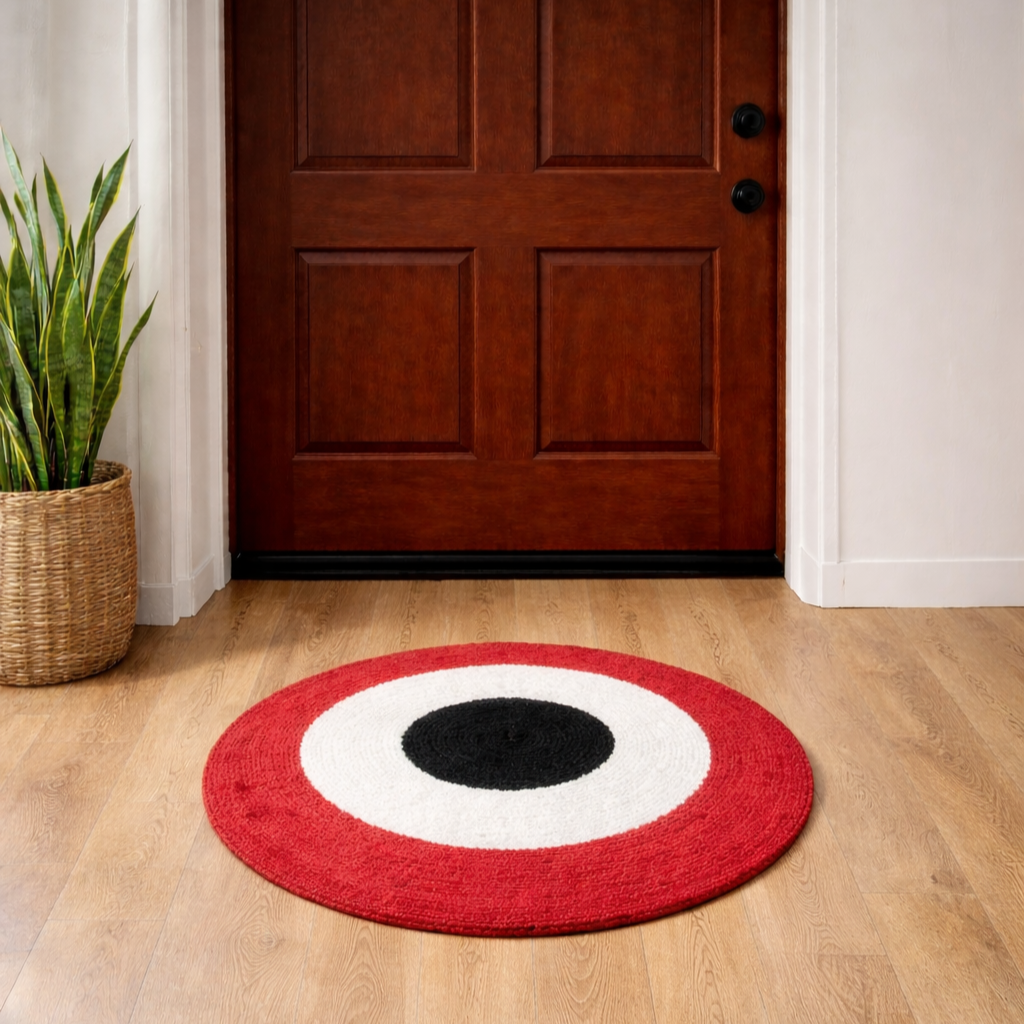 Premhilsha Bloom Round Door Mat – Decorative Floral Entrance Mat (24 × 24 Inches)