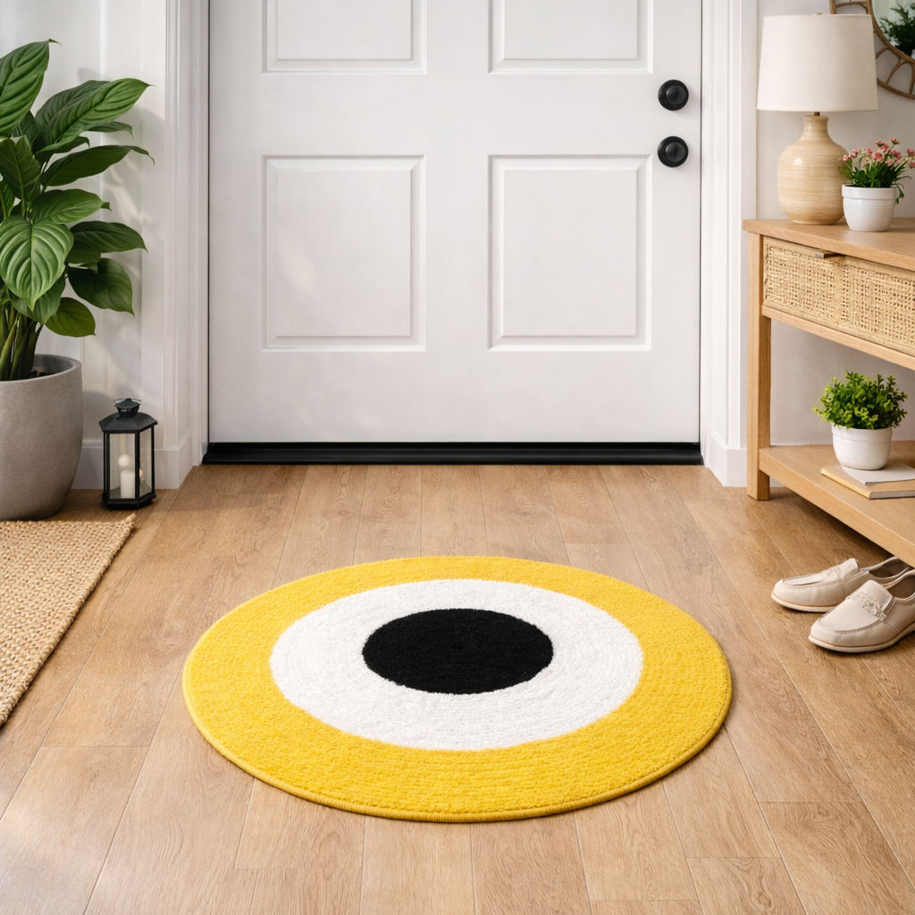 Premhilsha Bloom Round Door Mat – Decorative Floral Entrance Mat (24 × 24 Inches)