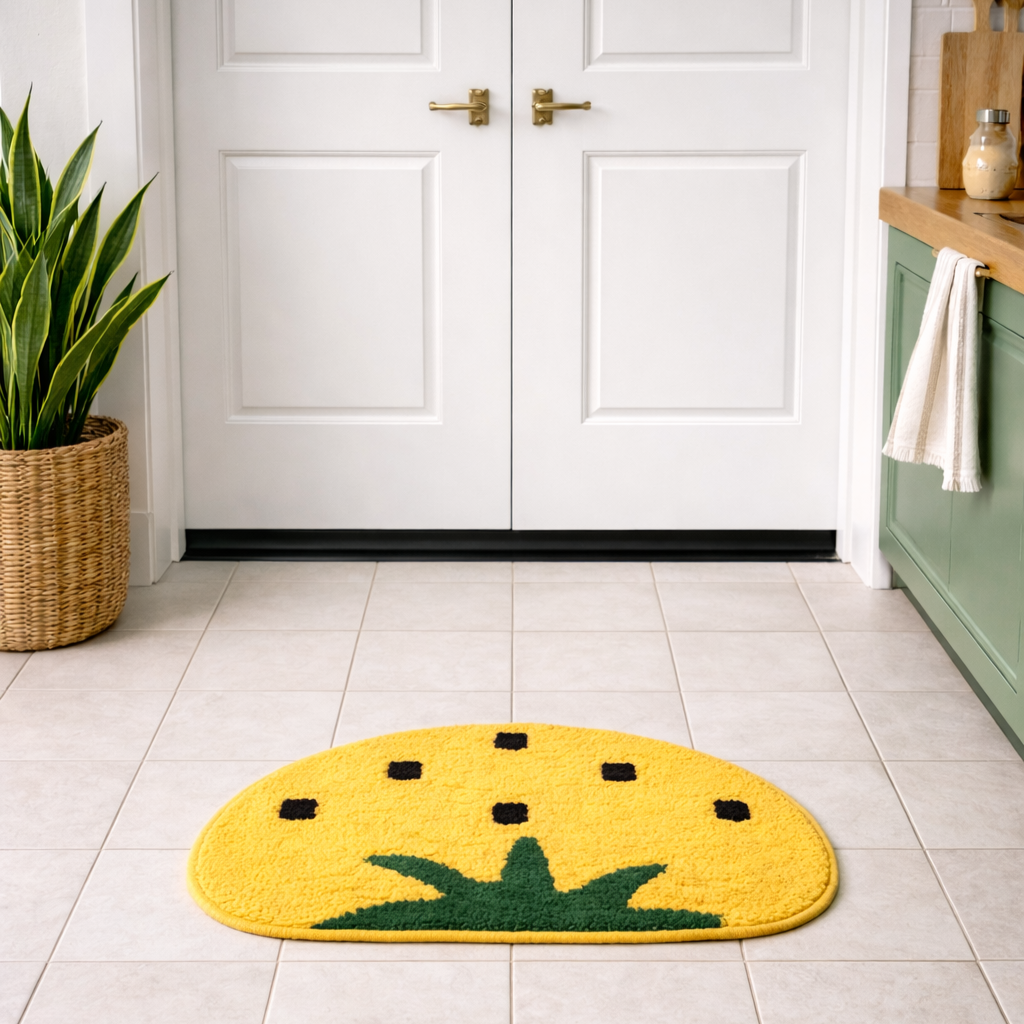 Premhilsha Tomato Pop Entrance Mat – Decorative Half-Round Door Mat (16 × 24 Inches)
