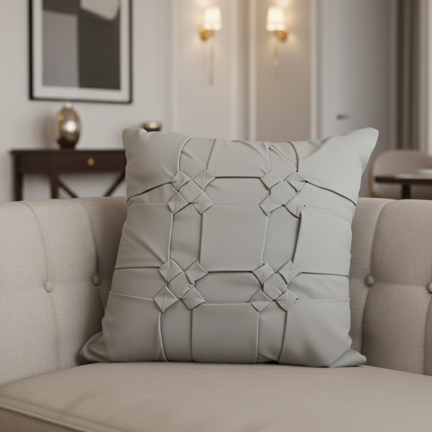 Premhilsha Modern Grid Knot Cushion